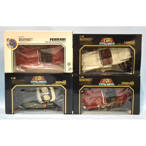 42 - Burago, four boxed 1/18-scale sports cars: Ferrari 250 Testa Rossa (x2), Lancia and Jaguar, (4).... 