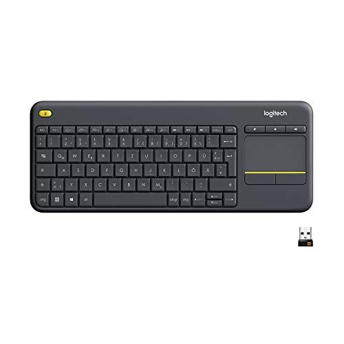 1045 - Logitech K400 Plus Kabellose Touch-TV-Tastatur mit integriertem Touchpad, HTPC-Tastatur für mit dem ... 