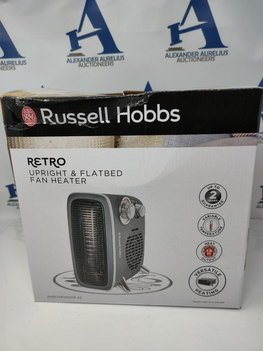 Russell Hobbs 1800W/1.8KW Electric Heater, Retro Horizontal/Vertical Fan  Heater in Grey with Adjusta