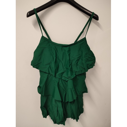 10059 - Summer Mae Women's Ruffled Tankini with Boyshorts Vintage Tummy Control Swimsuit Dark Green XL
     ... 