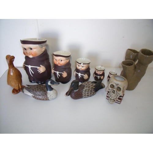 24 - Set of five graduating Hummel (monk jugs) and various other figures in one box