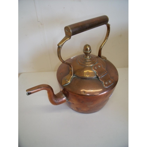 242 - 19th C copper kettle with hinged acorn finial lid (height 29cm)