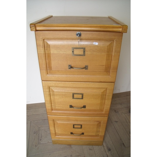 390 - Modern lightwood three drawer filing cabinet (50cm x 44cm x 108cm)