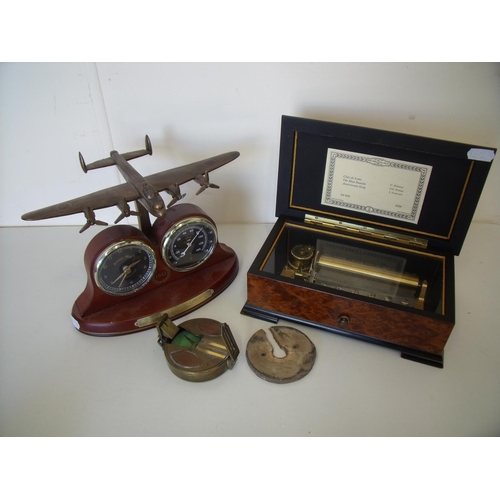 41 - Commemorative 70th Anniversary of Avro Lancaster Active Service 1942 clock & barometer desk set, a r... 
