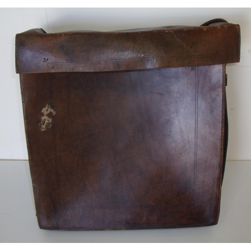 44 - Early 20th C leather satchel with adjustable carry strap