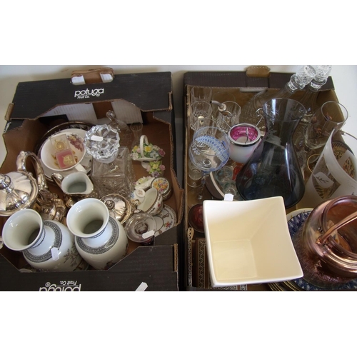 50 - Selection of various decorative glassware, ceramics etc (two boxes) including Royal Doulton Posey wa... 