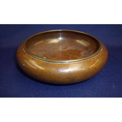 29 - Eastern cloisonné ware bowl on raised circular base (diameter 20cm)
