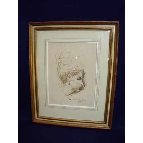 177 - Framed and mounted Pietro Annigoni ladies head portrait sketch signed Pietro Annigoni (55cm x 68cm i... 