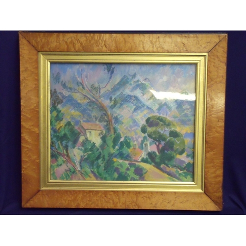 178 - Framed and mounted oil on canvas of mountainous landscape scene by Orlando Greenwood, mounted in bir... 