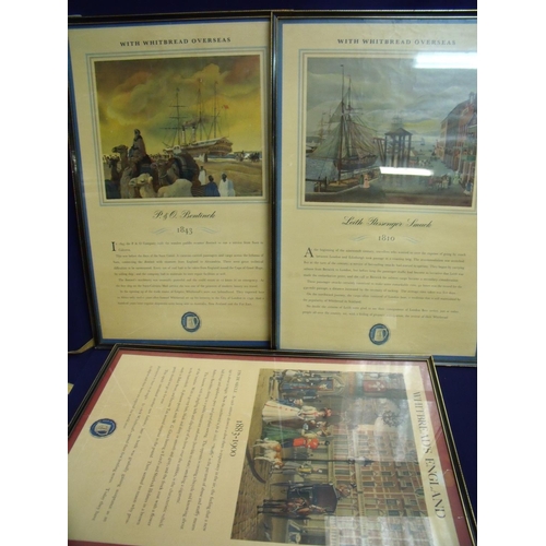179 - Set of three framed and mounted Whitbread overseas and England advertising posters (50cm x 76cm)