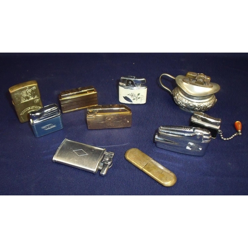 68 - Collection of various vintage pocket and table lighters including Mosda Period Series Automatic Tabl... 