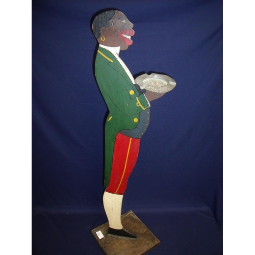 106 - Painted wood Dumb Waiter style ashtray in the form of a butler on square stand (height 87cm)