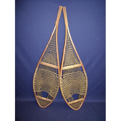 134 - Pair of Edwardian Walrus gut snow shoes (overall length 80cm)