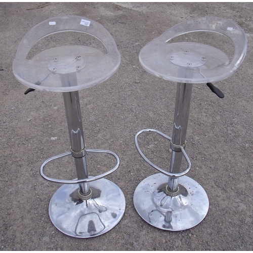 157 - Pair of Perspex and chrome bar stools