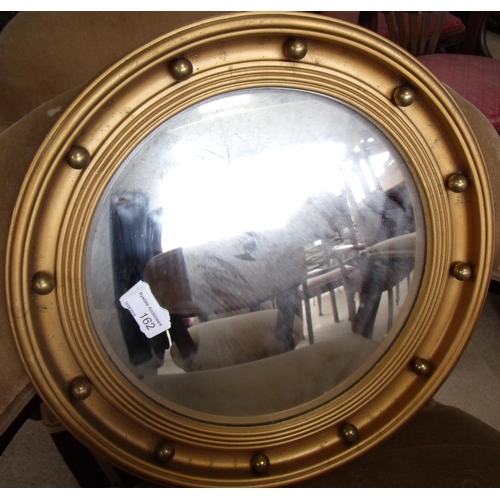 162 - Early 20th C gilt framed circular convex wall mirror (diameter 40cm)