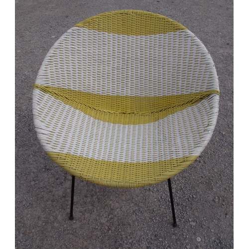 165 - 1960/70's woven work easy chair on metal base