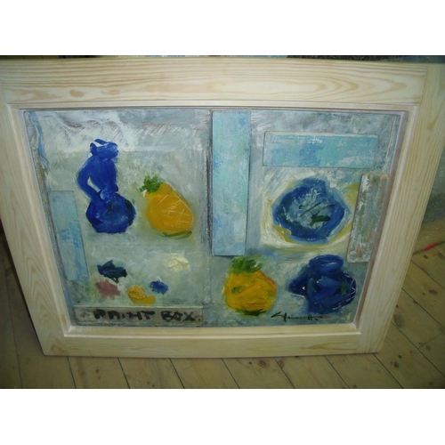 184 - Framed and mounted original mixed media artwork by George Hainsworth 'Reflection Paint Box', the rev... 