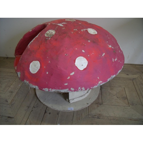 187 - Artist Studio ware figure of a toadstool with cut out section with wooden base and plasterwork top (... 