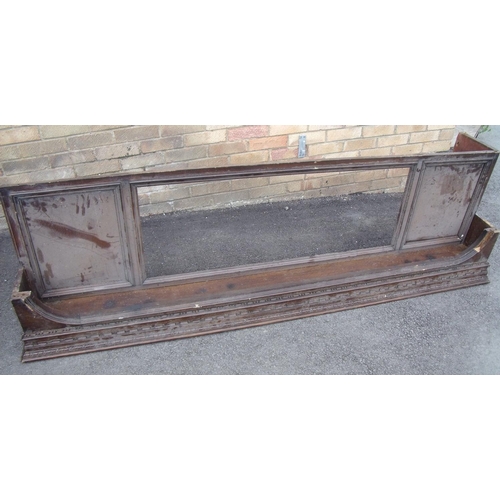 191 - Large stepped carved oak cornice, the top with carved bracket supports above a carved and panelled f... 