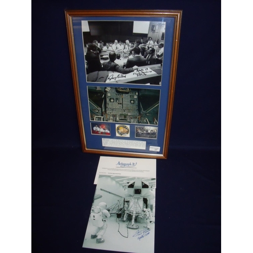 27 - Framed and mounted signed photographic montage relating to Apollo 13, signed by Jerry Bostick Flight... 