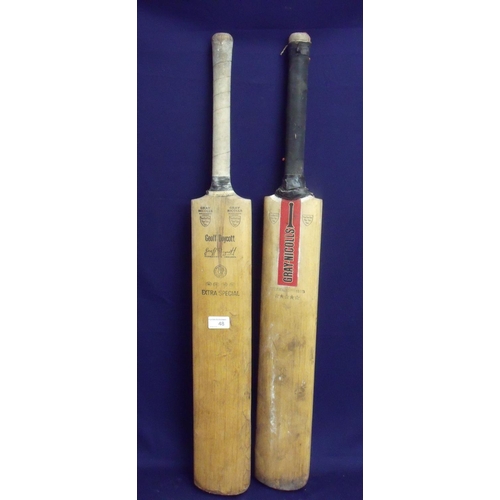 48 - Geoff Boycott Gray Nicolls signature bat and a Gray Nicolls steel spring cricket bat (2)