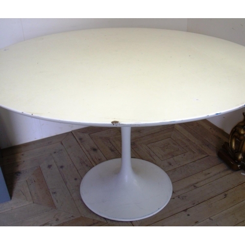 58 - Circa 1960's  Saarinen Knoll USA circular topped white laminate dinning table on column support (dia... 