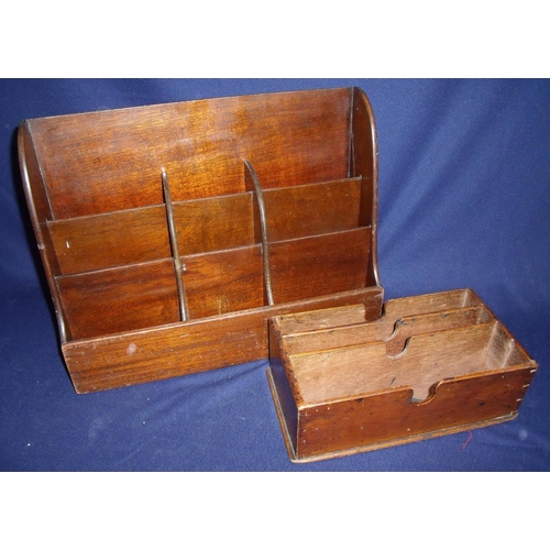 73 - Edwardian mahogany multi sectional letter rack/desk tidy and another similar letter rack (2)