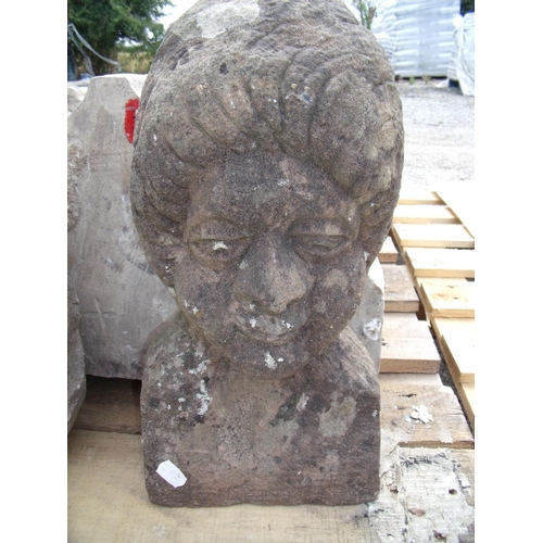 94 - Carved Scottish stone head, circa 19th C, with flat back and front head and shoulder profile (20cm x... 