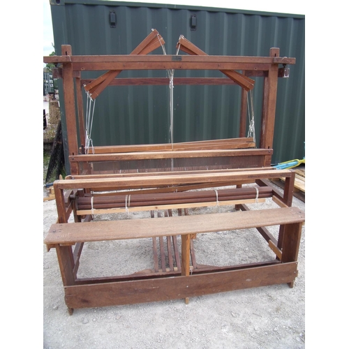 96 - Stained pine framed Arrol Young of Galashiels Scotland loom (179cm x 152cm x 180cm)