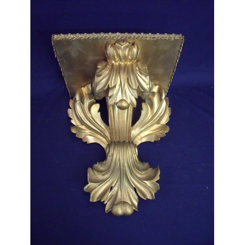 113 - Giltwood bracket clock wall bracket with later added plinth (26cm x 20cm x 31cm)