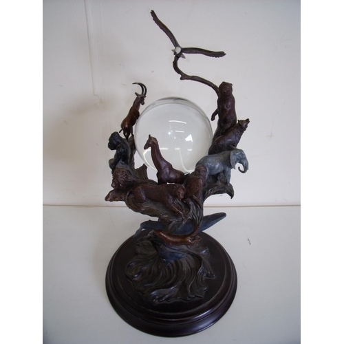 2 - Conservation International Guardians of the World crystal ball painted bronze figure (height 40cm)
