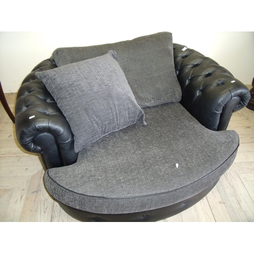 357 - Chesterfield style large swivel lovers armchair