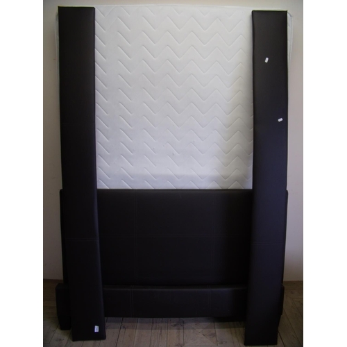 358 - Double black leather effect bedstead with mattress