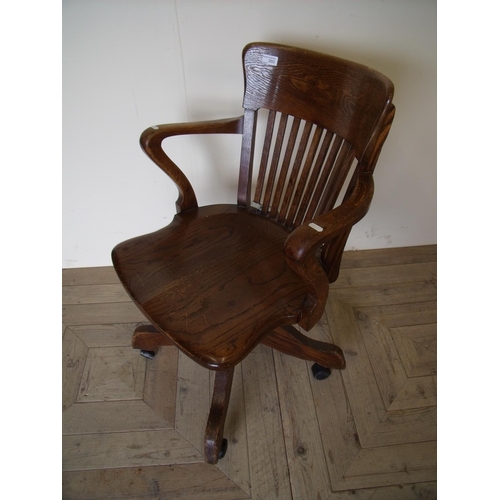 360 - Edwardian oak office style swivel chair