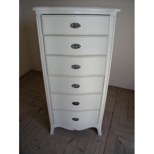 361 - Modern cream finished tall chest of six drawers (65cm x 45cm x 135cm)