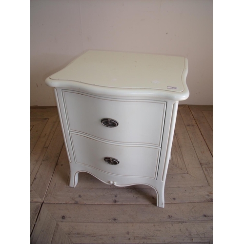 363 - Modern cream finish bedside chest of two drawers (55cm x 45cm x 63cm)