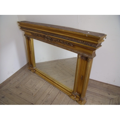 397 - Elaborate 19th C style reproduction gilt over mantle mirror (138cm x 91cm)