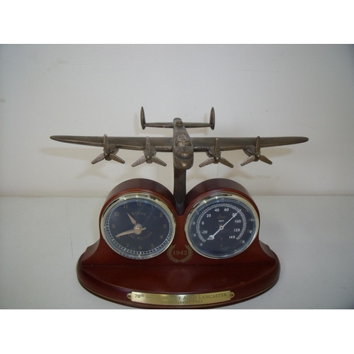 71 - 70th Anniversary Avro Lancaster Active Service 1942 desk clock and temperature gauge