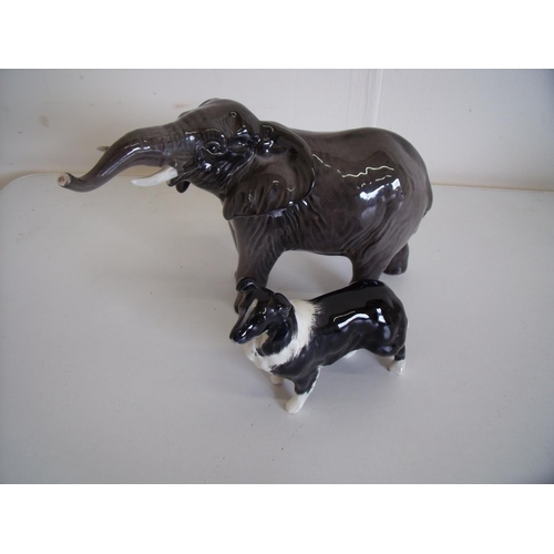 97 - Beswick figure of a elephant and a Beswick Collie dog (2)