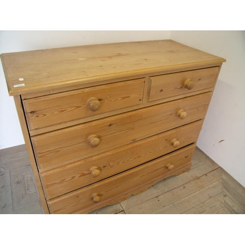 410 - Quality modern pine chest of two short above three long drawers (121cm x 51cm x 98cm)