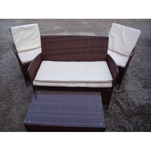 364 - Conservatory/outdoor garden set comprising of two seat sofa, pair of matching armchairs and rectangu... 