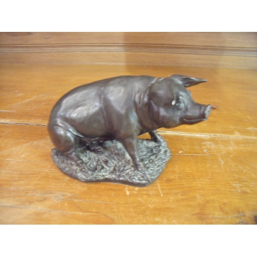 102 - Heredite bronze effect figure of a pig