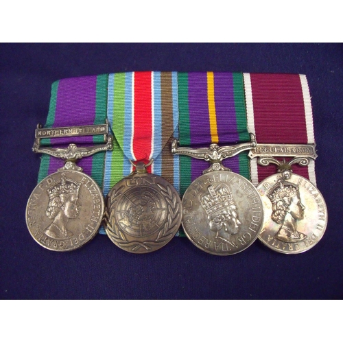 1 - ERII group of four military medals comprising of GSM with Northern Ireland clasp, UN Service Medal, ... 