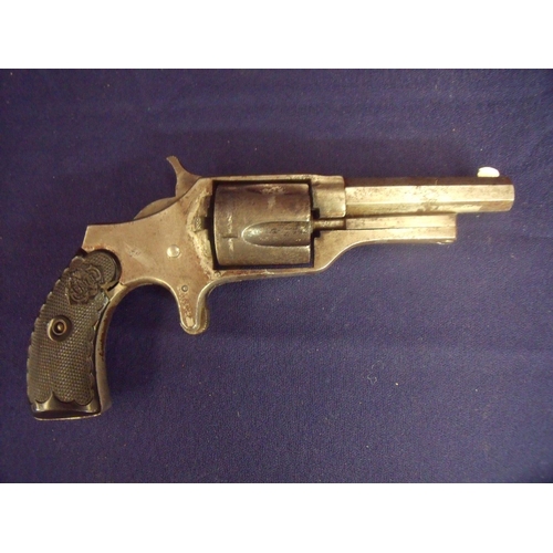 114 - Small five shot rim-fire revolver by CS Shattuck, with 2 3/4 inch octagonal barrel with engraved nam... 