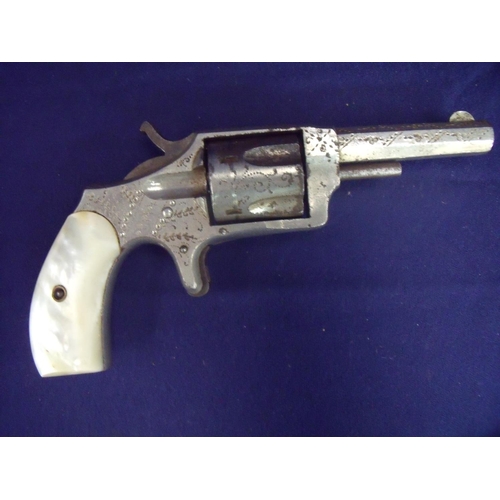 115 - Hopkins & Allen Ranger No 2 .32 rim-fire revolver with nickel finish, the octagonal barrel with engr... 