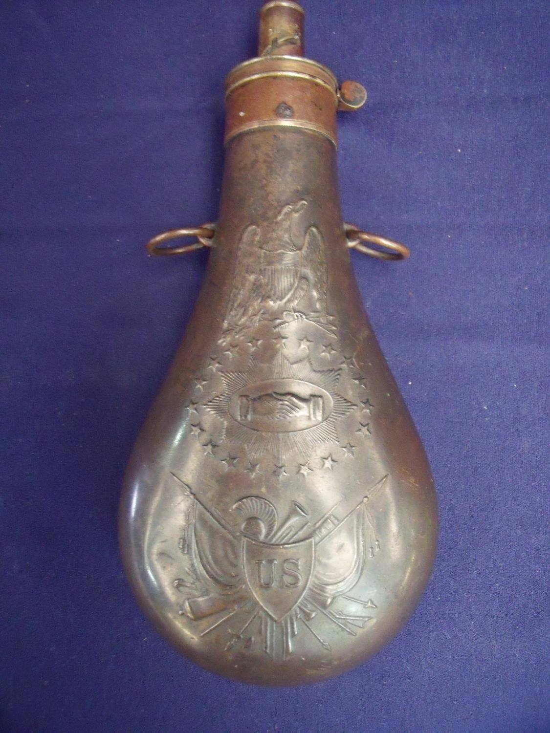 19th Century American Brass Powder Flask
