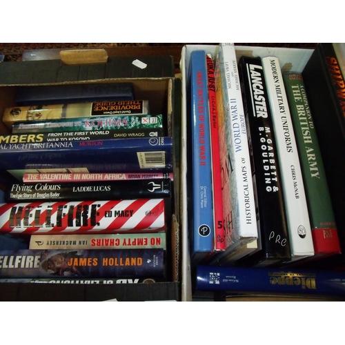 20 - Large selection of various quality hard back military and WWII related books in two boxes