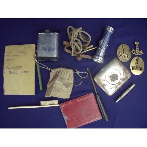 23 - Selection of various military related soldiers personal items including shoulder titles for T5 York,... 