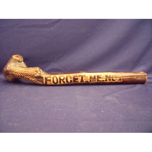 29 - Carved Irish bogwood Shillelagh club inscribed 'Forget me not' (51cm length)