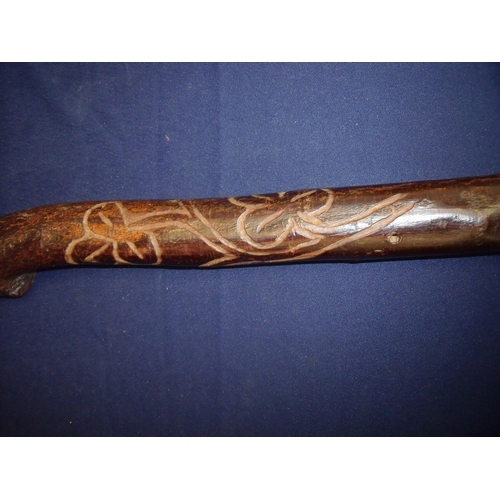 29 - Carved Irish bogwood Shillelagh club inscribed 'Forget me not' (51cm length)